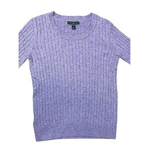 Karen Scott Women's Small Purple Speckled Cable Knit Crew Neck Sweater NWOT